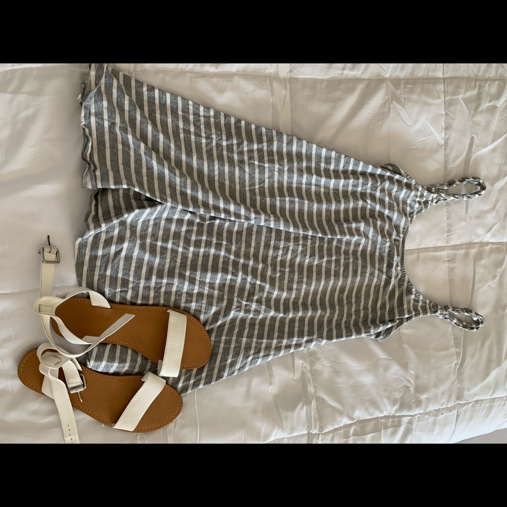 White scrappy sandals
